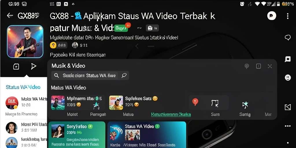 Antarmuka GX88 yang menarik untuk aplikasi Status WA Video.