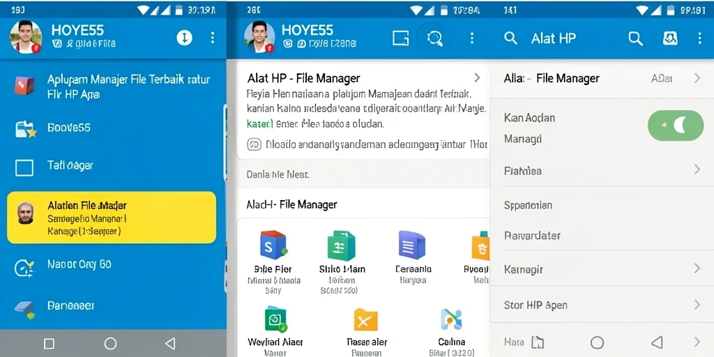 Screenshot utama HOYE55 menampilkan antarmuka File Manager yang sederhana dan efektif.