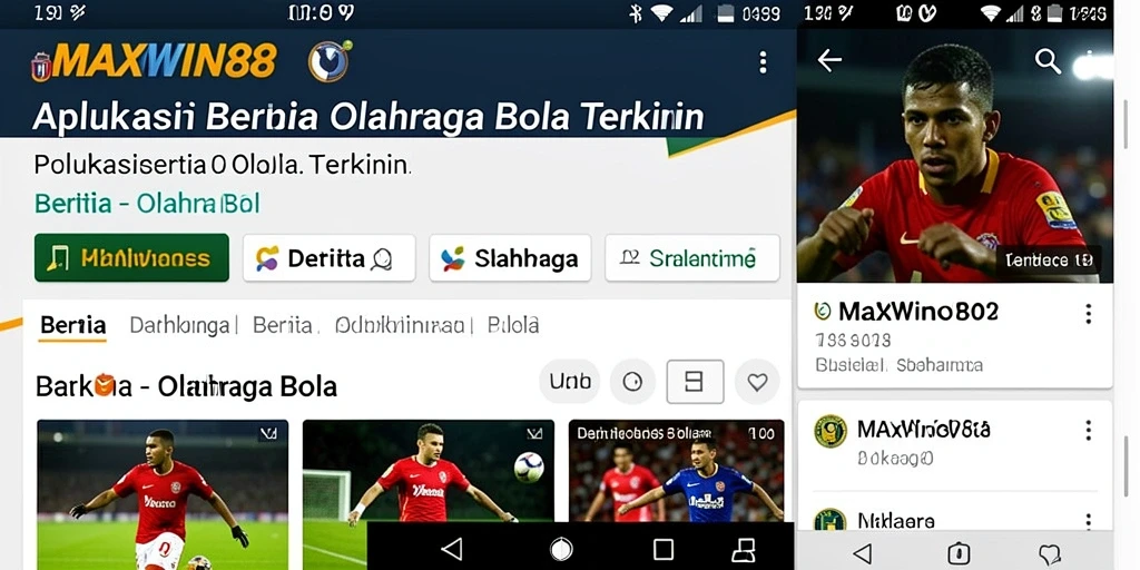 Antarmuka aplikasi MAXWIN88 menampilkan berita olahraga bola secara dinamis.