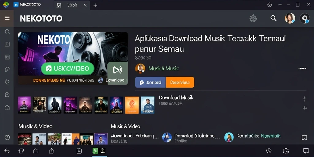 Antarmuka aplikasi NEKOTOTO yang memudahkan pengunduhan musik.