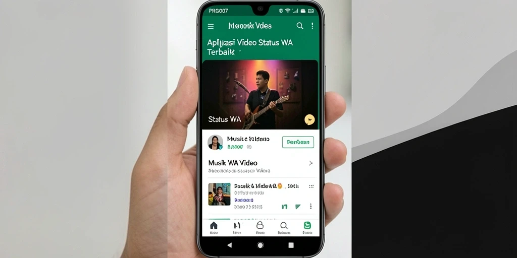 Tampilan antarmuka pengguna aplikasi Status WA Video PRG007 yang menarik.